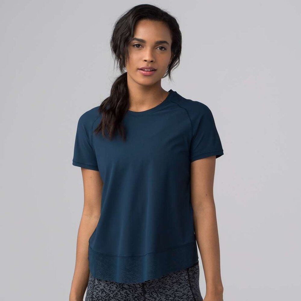 Lululemon Women's Blue Jaded Quick Pace Short Sleeve Active T-Shirt Size 6